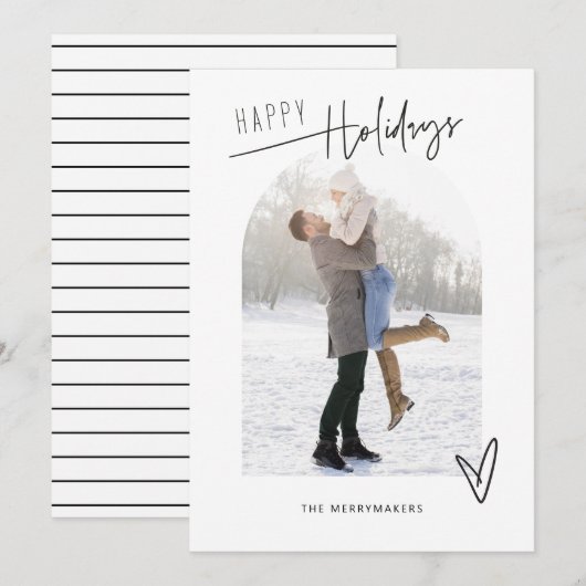 Minimale Kerstboog Vakantie Fotokaart Feestdagenkaart (Voorkant / Achterkant)