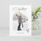 Minimale Kerstboog Vakantie Fotokaart Feestdagenkaart (Staand voorkant)