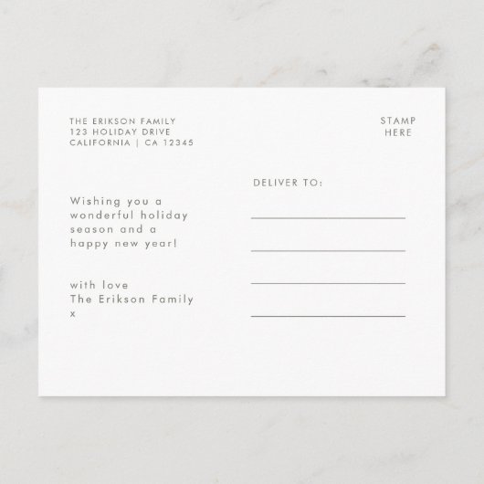 Minimale kerstboom | Eenvoudig reinigen rode ster Feestdagenkaart (Achterkant)