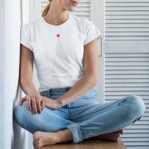 Minimale kerstboom   Eenvoudig reinigen rode ster T-shirt