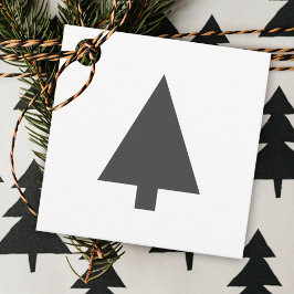 Minimale kerstboom | Eenvoudig zwart-wit Bedankjes Labels