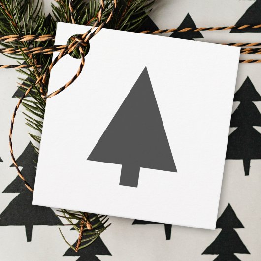 Minimale kerstboom | Eenvoudig zwart-wit Bedankjes Labels