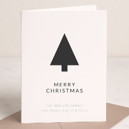 Minimale kerstboom | Eenvoudig zwart-wit Feestdagen Kaart