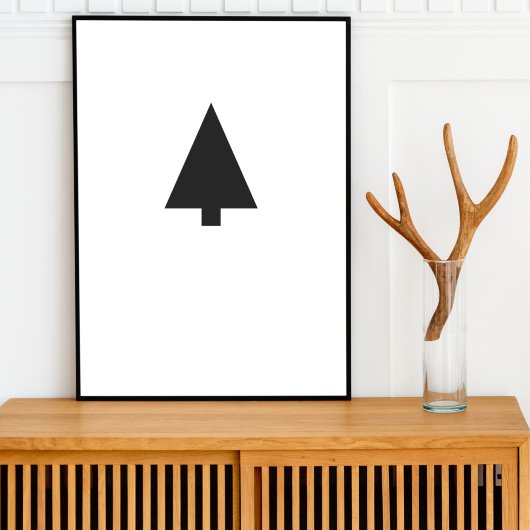 Minimale kerstboom | Eenvoudig zwart-wit Poster