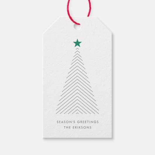 Minimale kerstboom | Green Star Scandi Cadeaulabel (Voorkant)