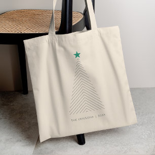 Minimale kerstboom   Green Star Scandi Tote Bag