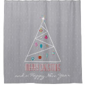 Minimale kerstboom, grijs kerstmis douchegordijn (Voorkant)