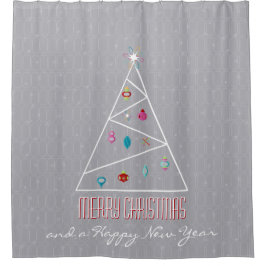Minimale kerstboom, grijs kerstmis douchegordijn