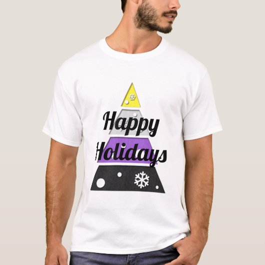 Minimale kerstboom in niet-Binaire Pride Vlag T-shirt (Voorkant)