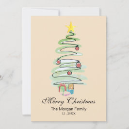 Minimale kerstboom in watercolor - Geen foto Feestdagenkaart