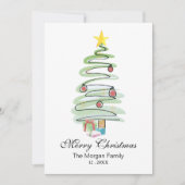 Minimale kerstboom in watercolor - Geen foto Feestdagenkaart (Voorkant)