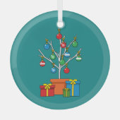 Minimale kerstboom met Cadeaus Glas Ornament (Voorkant)