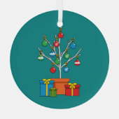 Minimale kerstboom met Cadeaus Glas Ornament (Achterkant)