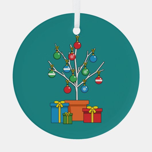 Minimale kerstboom met Cadeaus Glas Ornament (Achterkant)