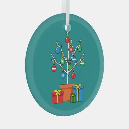 Minimale kerstboom met Cadeaus Glas Ornament (Voorkant Rechts)