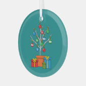 Minimale kerstboom met Cadeaus Glas Ornament (Voorkant links)