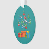Minimale kerstboom met Cadeaus Ornament (voorkant)