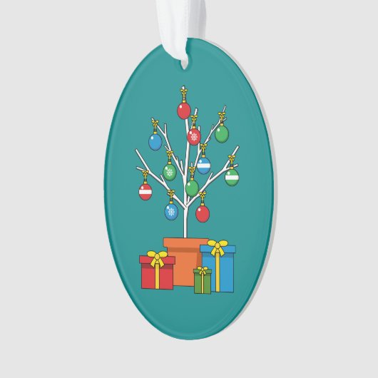 Minimale kerstboom met Cadeaus Ornament (voorkant)