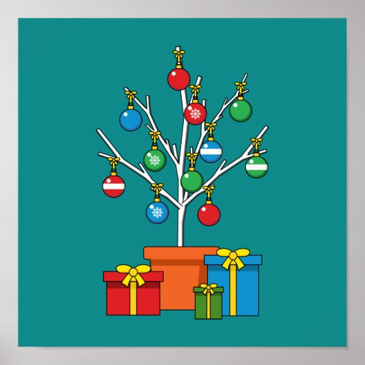 Minimale kerstboom met Cadeaus Poster (Voorkant)