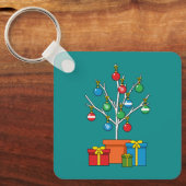 Minimale kerstboom met Cadeaus Sleutelhanger (Voorkant)