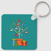 Minimale kerstboom met Cadeaus Sleutelhanger (Achterkant)