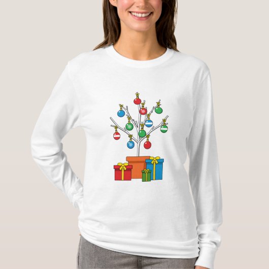 Minimale kerstboom met Cadeaus T-shirt (Voorkant)