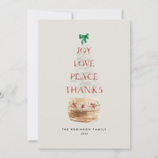 Minimale kerstboom met een bijtende tun-typografie feestdagenkaart (Voorkant)