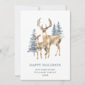 Minimale kerstboom met elegante deer feestdagenkaart (Voorkant)