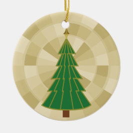 Minimale kerstboom op goud keramisch ornament