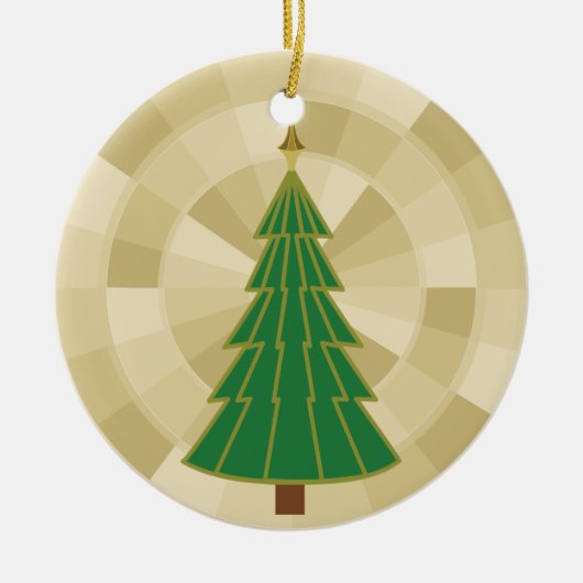 Minimale kerstboom op goud keramisch ornament (Voorkant)