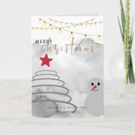 Minimale kerstboom | Red Star Snowman Feestdagen Kaart