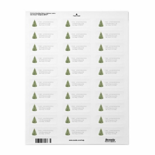 Minimale kerstboom retouradres etiket (Full Sheet)