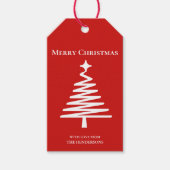 Minimale kerstboom rood en wit cadeaulabel (Voorkant)