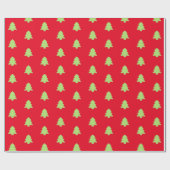Minimale Kerstboom Rood & Licht Groen Patroon Cadeaupapier (Vlak)