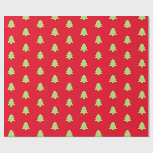 Minimale Kerstboom Rood & Licht Groen Patroon Cadeaupapier (Vlak)