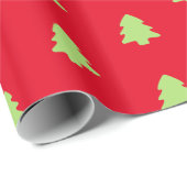 Minimale Kerstboom Rood & Licht Groen Patroon Cadeaupapier (Rol Hoek)