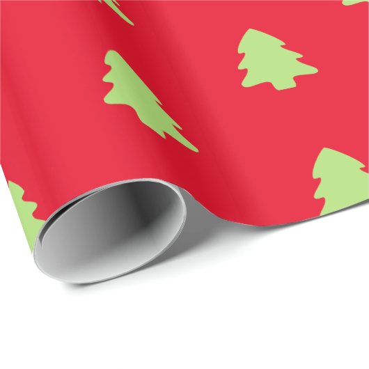 Minimale Kerstboom Rood & Licht Groen Patroon Cadeaupapier (Rol Hoek)