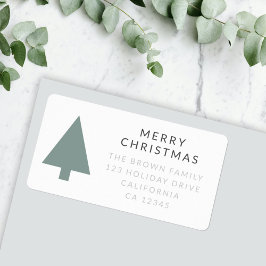 Minimale kerstboom | Sage Green Clean Simple Etiket