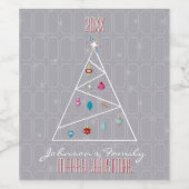 Minimale kerstboom wijn etiket (Enkel label)