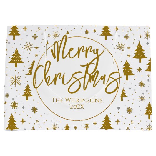 Minimale kerstboom wit goud groot cadeauzakje (Voorkant)