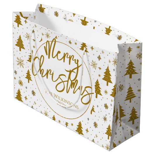 Minimale kerstboom wit goud groot cadeauzakje (Achterkant Gekanteld)