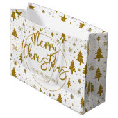 Minimale kerstboom wit goud groot cadeauzakje (Voorkant Gekanteld)