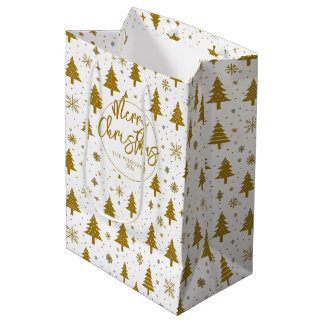 Minimale kerstboom wit goud medium cadeauzakje