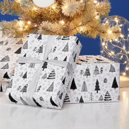Minimale kerstboom zwart-wit cadeaupapier
