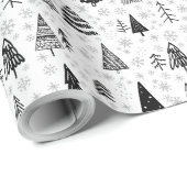 Minimale kerstboom zwart-wit cadeaupapier (Rol Hoek)