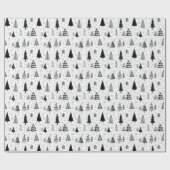 Minimale kerstboom zwart-wit cadeaupapier (Vlak)