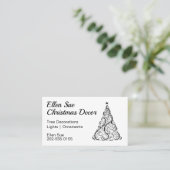 Minimale kerstboom zwart-wit visitekaartje (Staand voorkant)