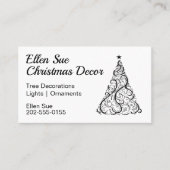 Minimale kerstboom zwart-wit visitekaartje (Voorkant)