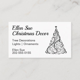 Minimale kerstboom zwart-wit visitekaartje