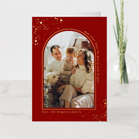 Minimale kerstboomfoto Lijst Echte Folie Feestdagenkaart (Voorkant)